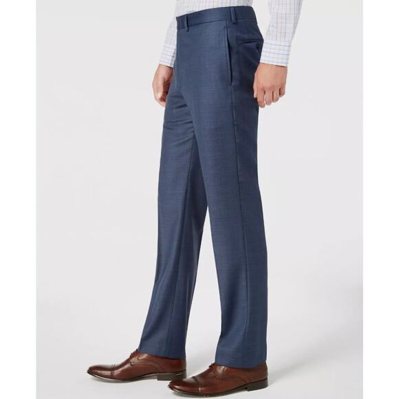 Calvin Klein Men's Solid Blue Wool Slim Fit Infinite Dress Pants Size 34W 30L - Picture 3 of 5